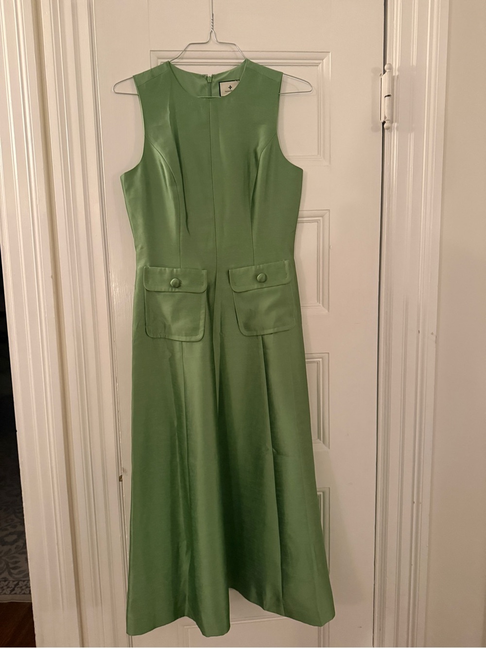 Tuckernuck Green Sleeveless Midi Dress with Front Pockets